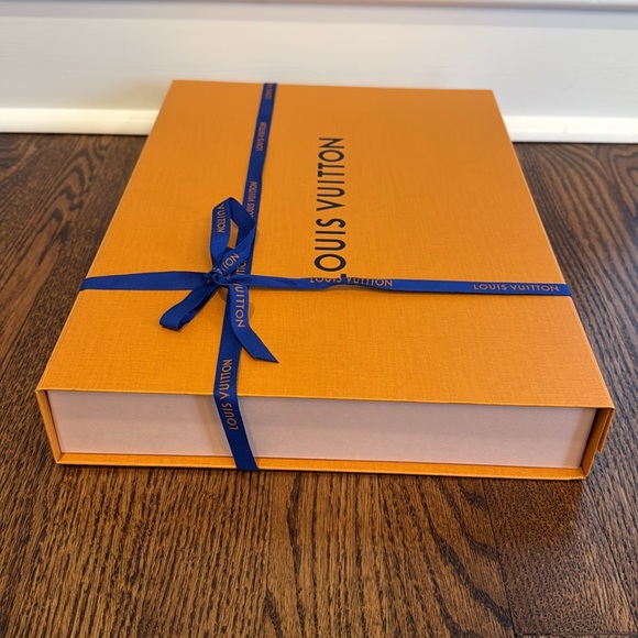 Louis Vuitton Gold Orange Blue Empty Shirt Gift Box Ribbon with Tissue Paper - Picture 4 of 13